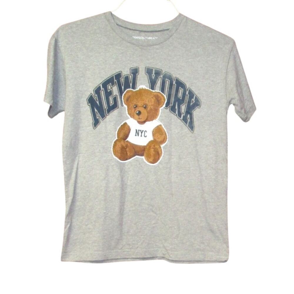 Grayson Threads Men's Gray Graphic T-Shirt Size Small NYC Teddy Bear Applique